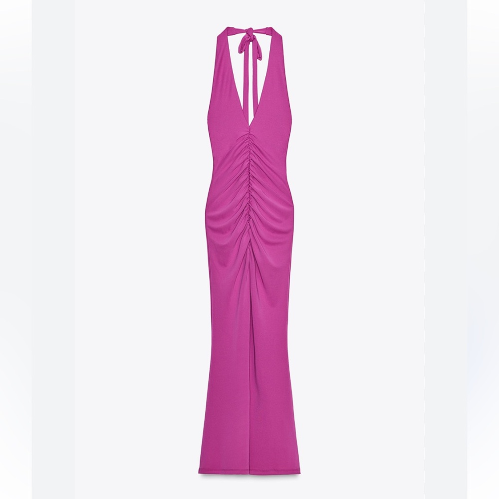Zara Ruched Halter Dress Small Pink Blogger Fav - Picture 1 of 4